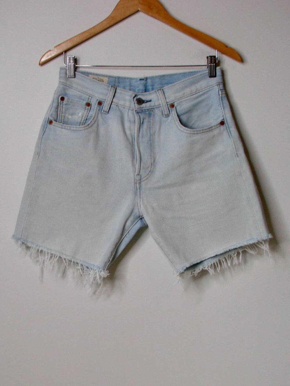 Levi's 501 '93 Straight Jean Shorts Premium Denim Cut Offs Raw Hem Big E 29